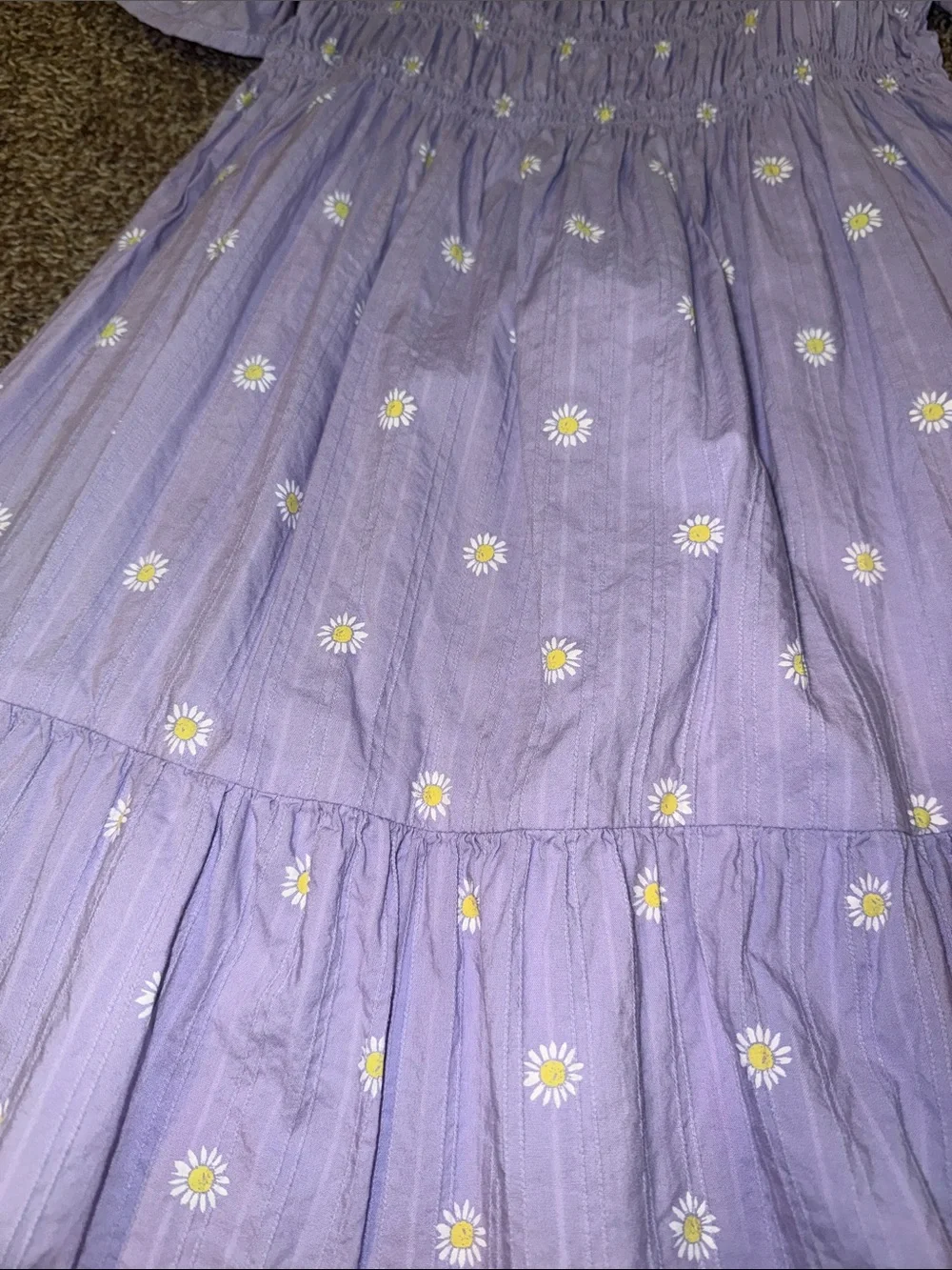 Old Navy Lavender Daisy Smocked Puff-Sleeve Dress